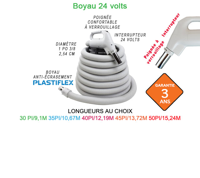 Boyau Plastiflex pour central haute qualité 24 volts avec interrupteur